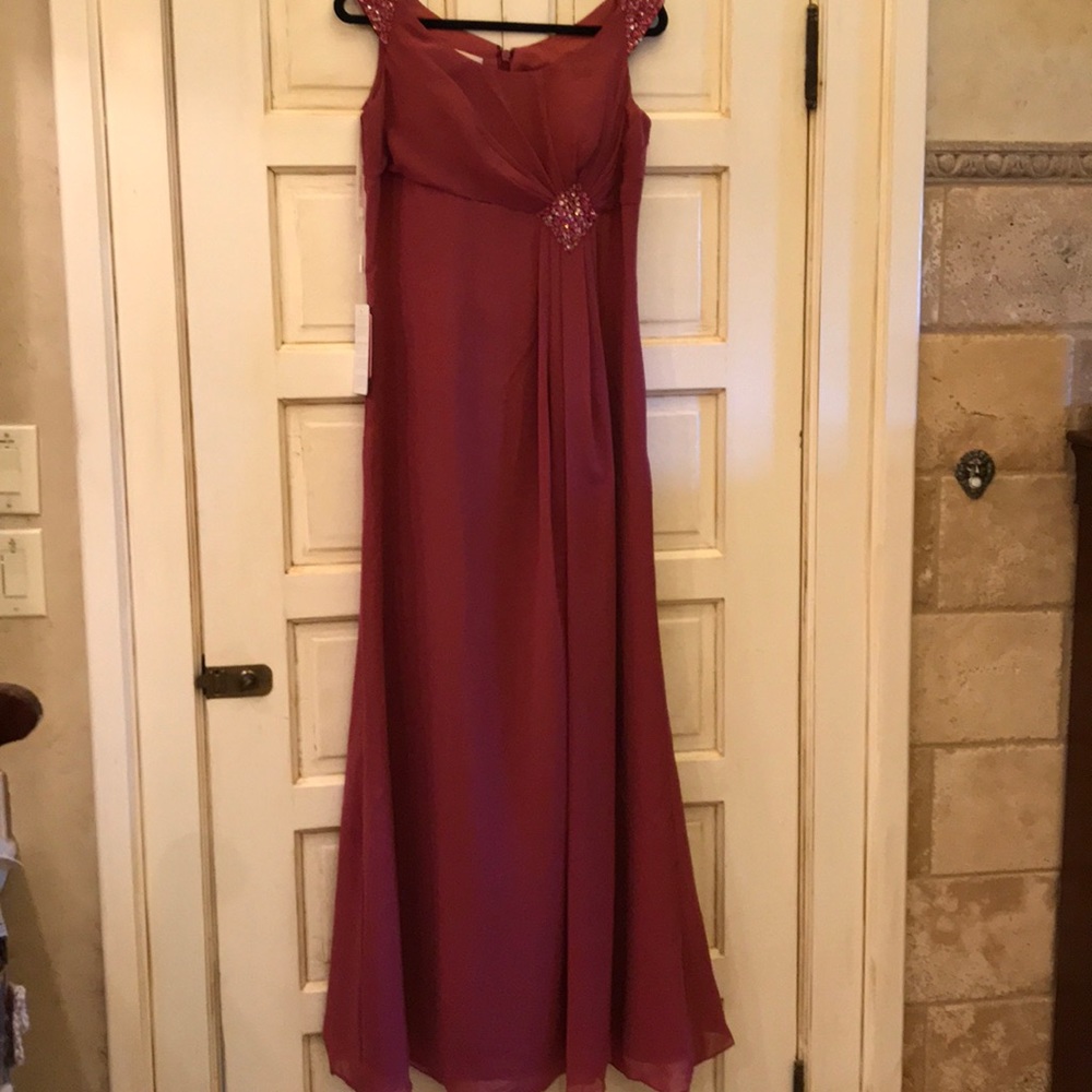 JJs House Burgundy Sleeveless Wedding Gown
